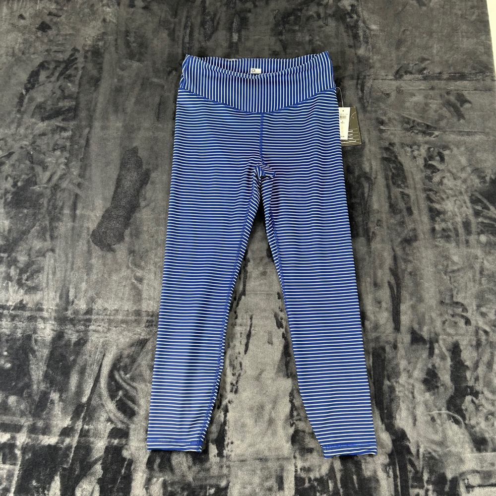 GapFit Leggings Women S Blue Striped High Rise Activewear Yoga Pants 1978